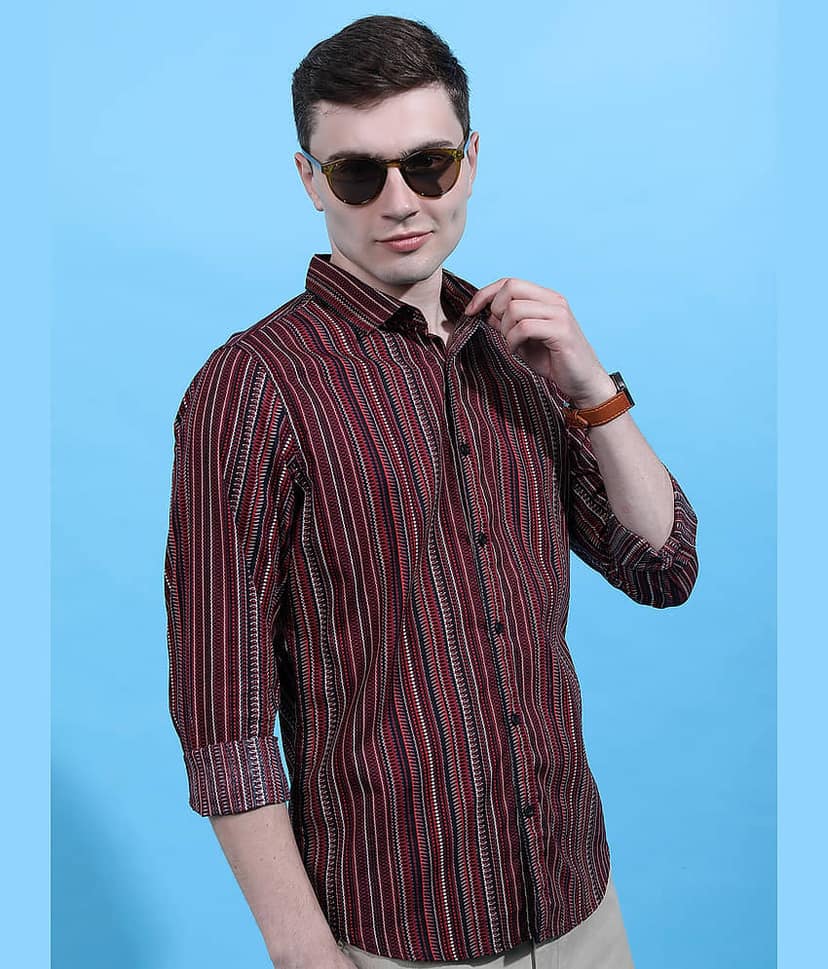 Highlander 100% Cotton Slim Fit Printed Full Sleeves Men's Casual Shirt - Multicolor ( Pack of 1 ) view 6