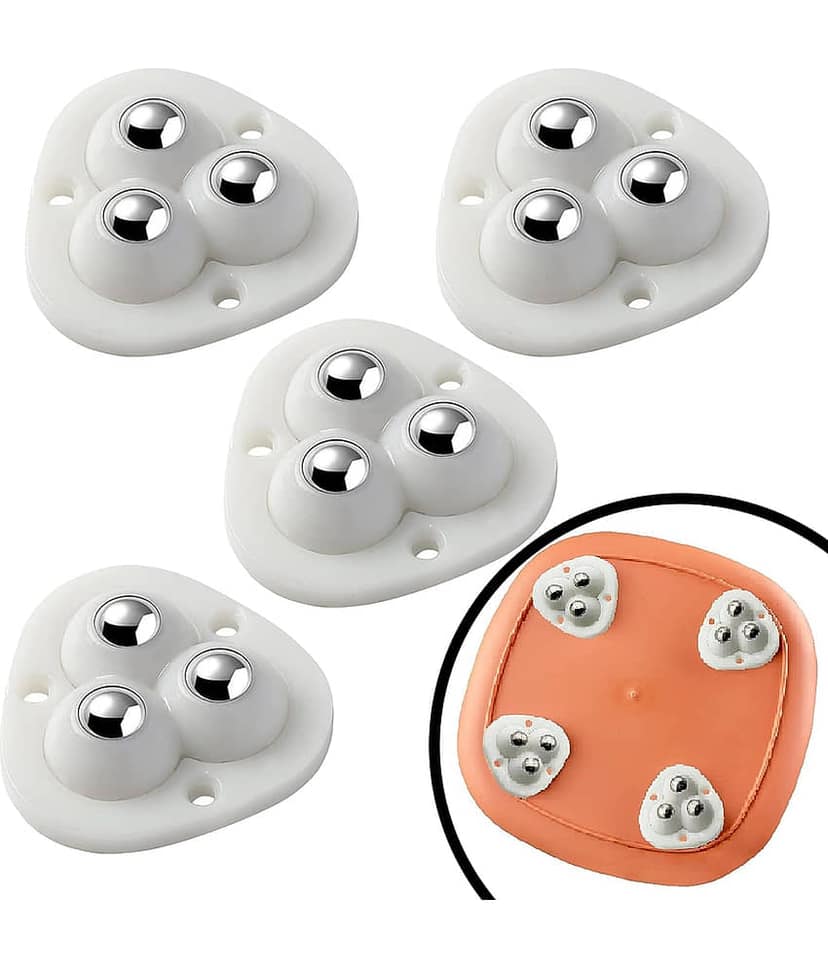 GEEO Self Adhesive Mini Caster Wheels, Appliance Wheels Swivel Stainless Paste Universal Wheel, 360 Degree Rotation Sticky Pulley for Kitchen Appliances, Cricut, Bins and Box(4pcs, Triple)