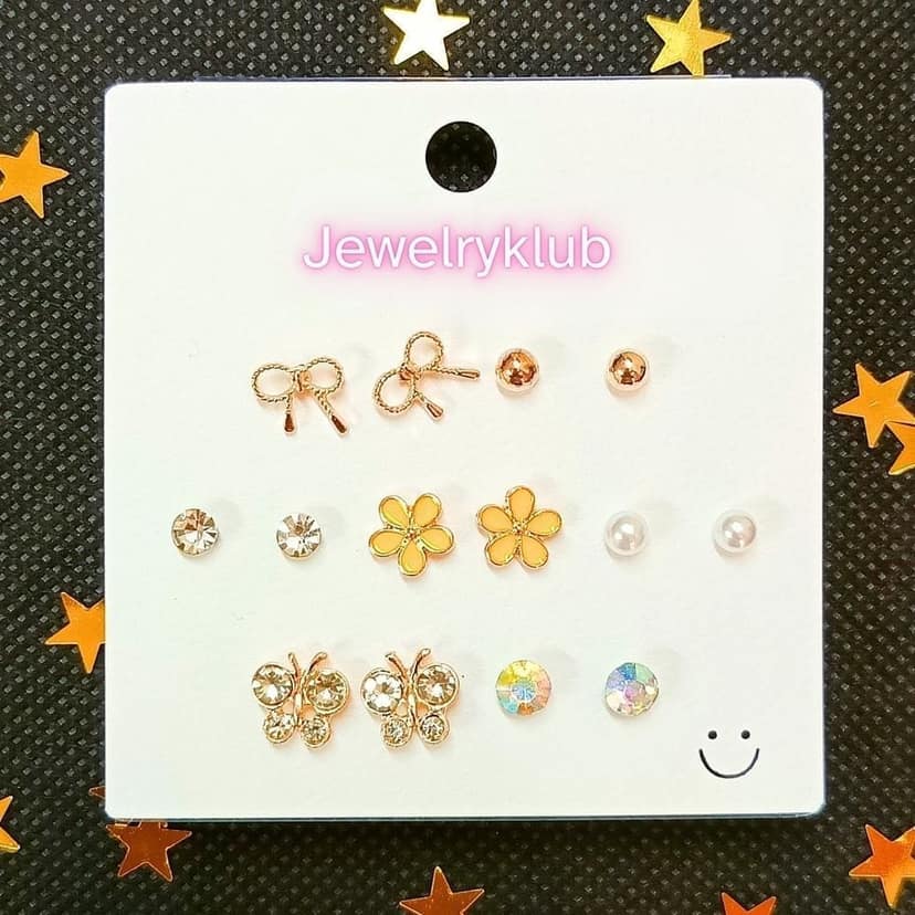 Jewelryklub Combo Set Of 7 Pairs Celebrity Inspired Latest Trendy Stylish Rose Gold Plated Pearl Stud Earrings for Women and Girls (Design 5)