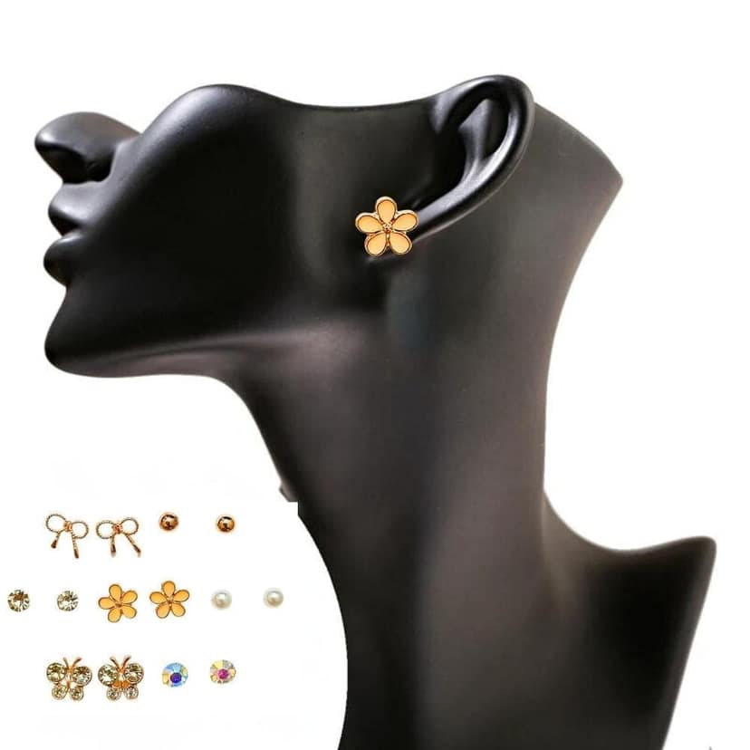 Jewelryklub Combo Set Of 7 Pairs Celebrity Inspired Latest Trendy Stylish Rose Gold Plated Pearl Stud Earrings for Women and Girls (Design 5) view 4