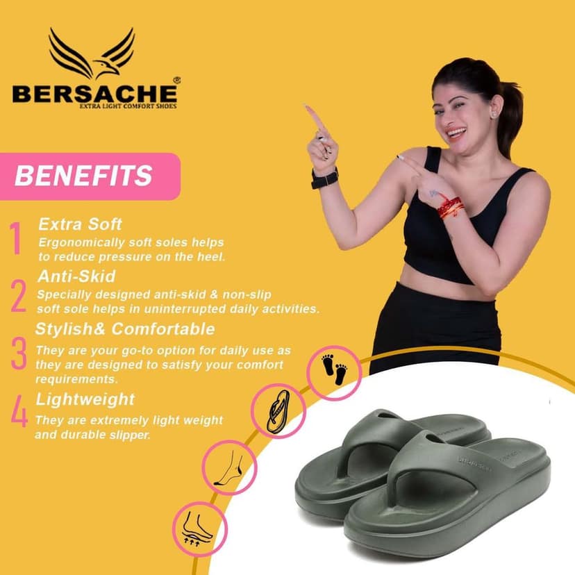 Bersache Extra Soft Classic Casual with Back Strap Regular wear with Ultra Soft & Flexibility Technology Slipper for Women's view 2