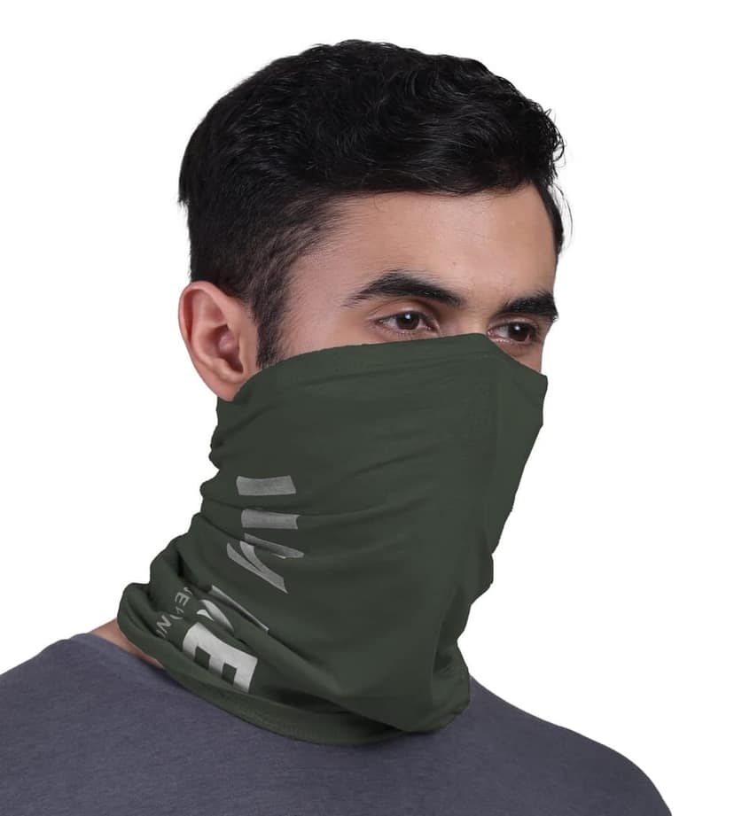 FREECULTR Unisex Bamboo Bandana, Anti Microbial Super Soft & Comfort Fit, Breathable Multipurpose Headband, Face Mask for Dust Protection and Sun - Printed Pack of 2-Black Forest Green,White view 2