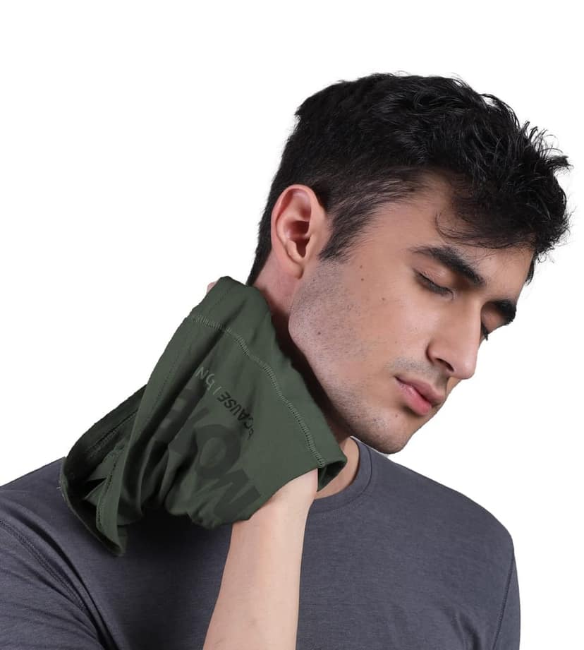 FREECULTR Unisex Bamboo Bandana, Anti Microbial Super Soft & Comfort Fit, Breathable Multipurpose Headband, Face Mask for Dust Protection and Sun - Printed Pack of 2-Black Forest Green,White view 4
