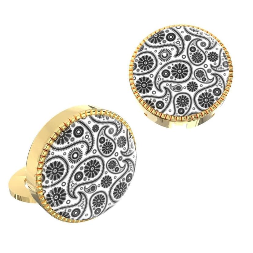 The Smart Buttons - Shirt Button Cover Cufflinks for Men - Paisley Teardrop Design Pattern view 8