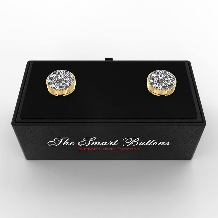 The Smart Buttons - Shirt Button Cover Cufflinks for Men - Paisley Teardrop Design Pattern view 9