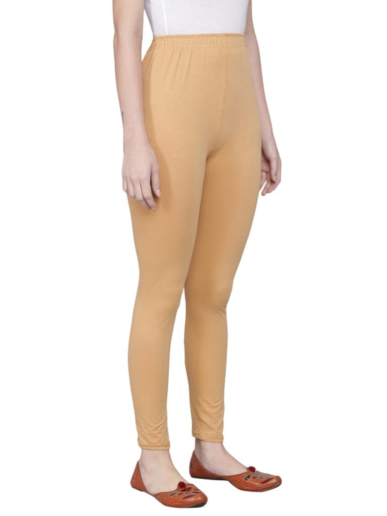 SOFT COLORS Women's Skinny Fit Ethnic Wear Ankle Length Leggings (Beige) view 5