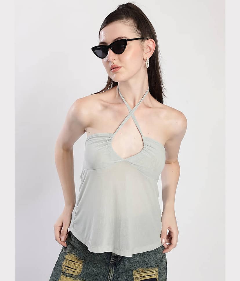 Bene Kleed Women's Nylon Drawstring Top ( Green )