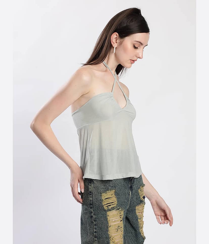 Bene Kleed Women's Nylon Drawstring Top ( Green ) view 2