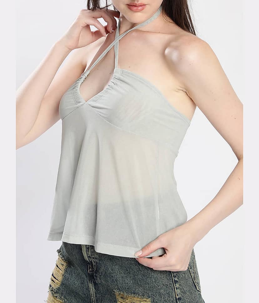 Bene Kleed Women's Nylon Drawstring Top ( Green ) view 3
