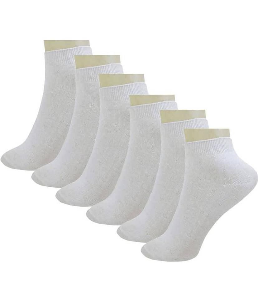 Tahiro White Cotton Ankle Length Socks Women - Pack of 6 Pairs
