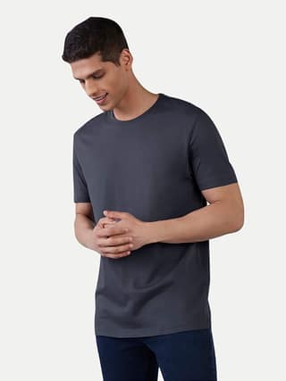Mens Basic Dark Blue Crew Neck T Shirt