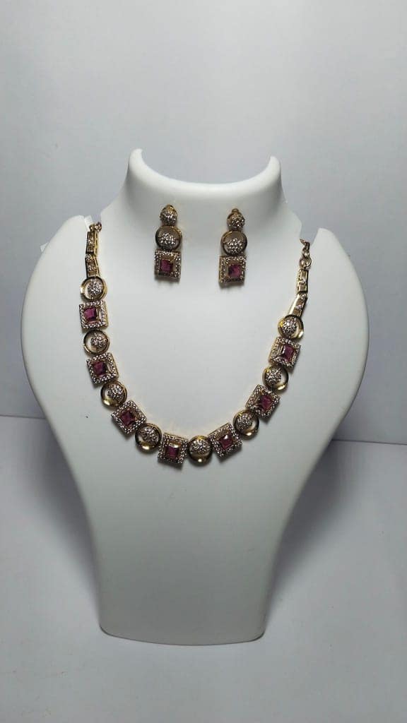 "Stunning Cubic Zirconia Necklace and Earring Set"