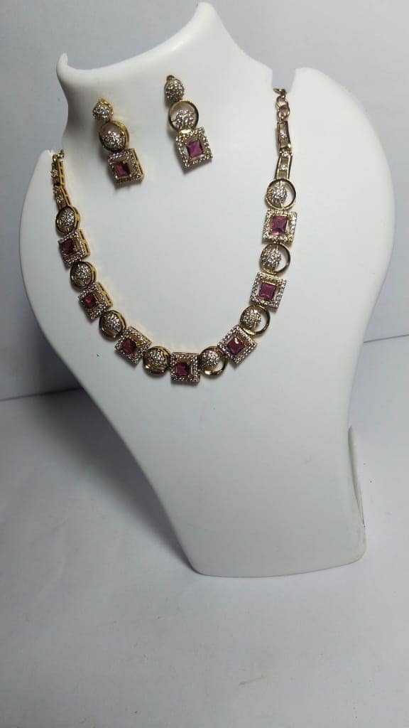 "Stunning Cubic Zirconia Necklace and Earring Set" view 2