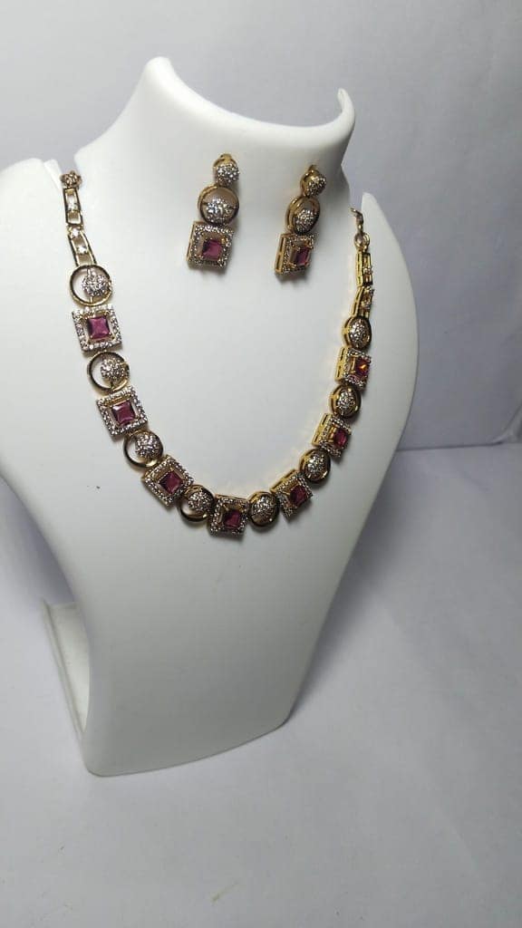 "Stunning Cubic Zirconia Necklace and Earring Set" view 3