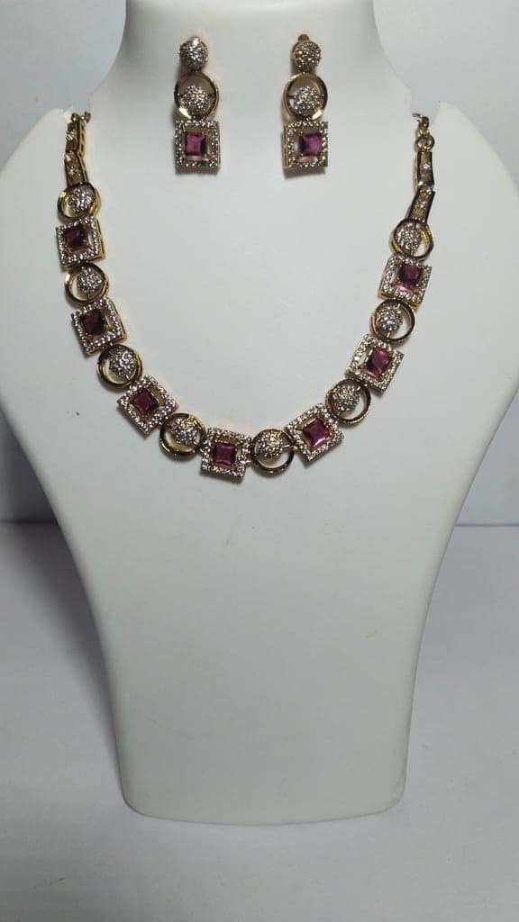 "Stunning Cubic Zirconia Necklace and Earring Set" view 4