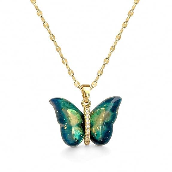 MEENAZ Butterfly Pendant Necklace for Women & Girls Stylish Golden Necklace