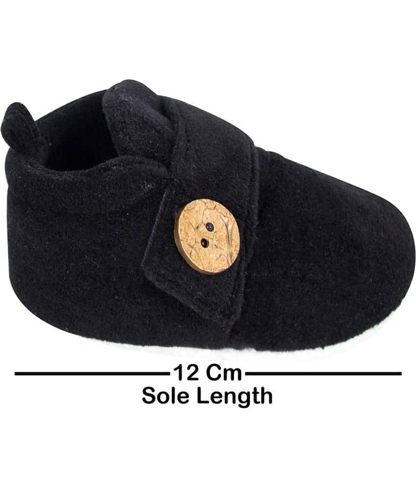 Neska Moda Baby Boys & Baby Girls 6 To 9 Months Velvet Booties (Black) -BT781 view 2