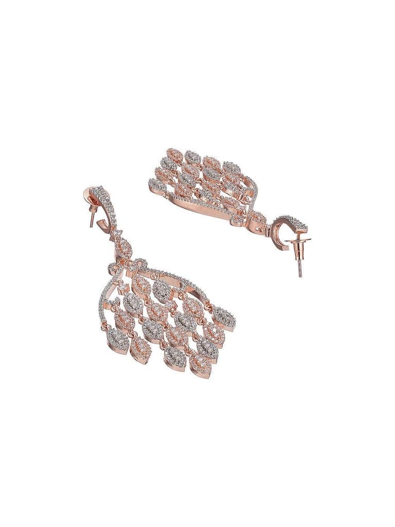 Rose Gold Plated AD Zirconia Cascading Designer Chandelier Earrings view 8