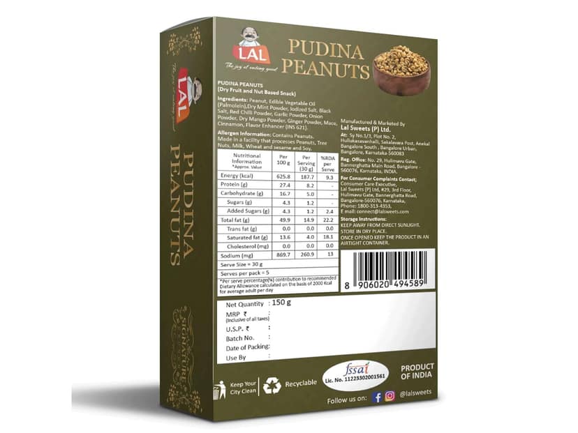 Lal Masala Peanuts and Pudina Peanuts Combo pack - 300g (150g each) view 2