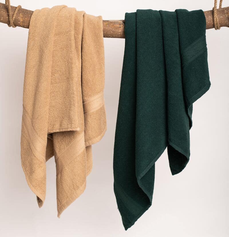 Furnofy Cotton 450 GSM Bath Towel Olive Green, Beige (Pack Of 2) view 2