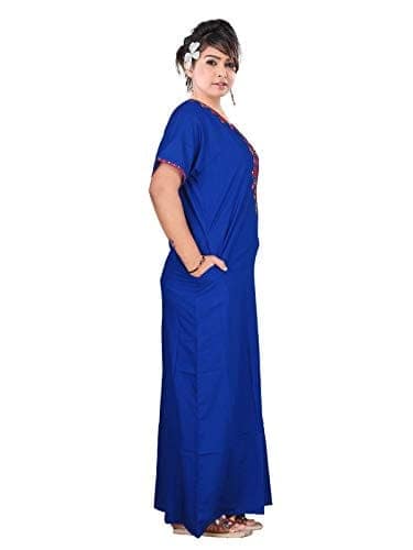 VALENCIA SLEEPWEAR Floral Shap Embroidery Gown Maxi Nightwear Nighty Lizzy Bizzy Soft Fabric Length Night Slip view 3
