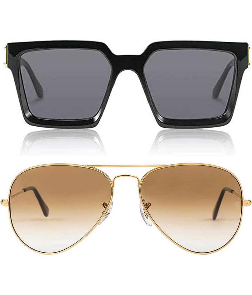 Kanny Devis - Black Rectangular Sunglasses ( Pack of 2 )