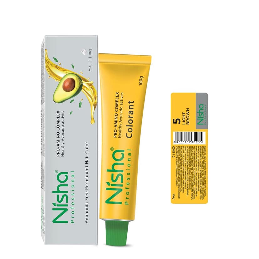 Nisha Professional Creme Hair Color 5.0 Light Brown 100g, Permanent Hair Colour, Professional Salon Hair Colour view 2