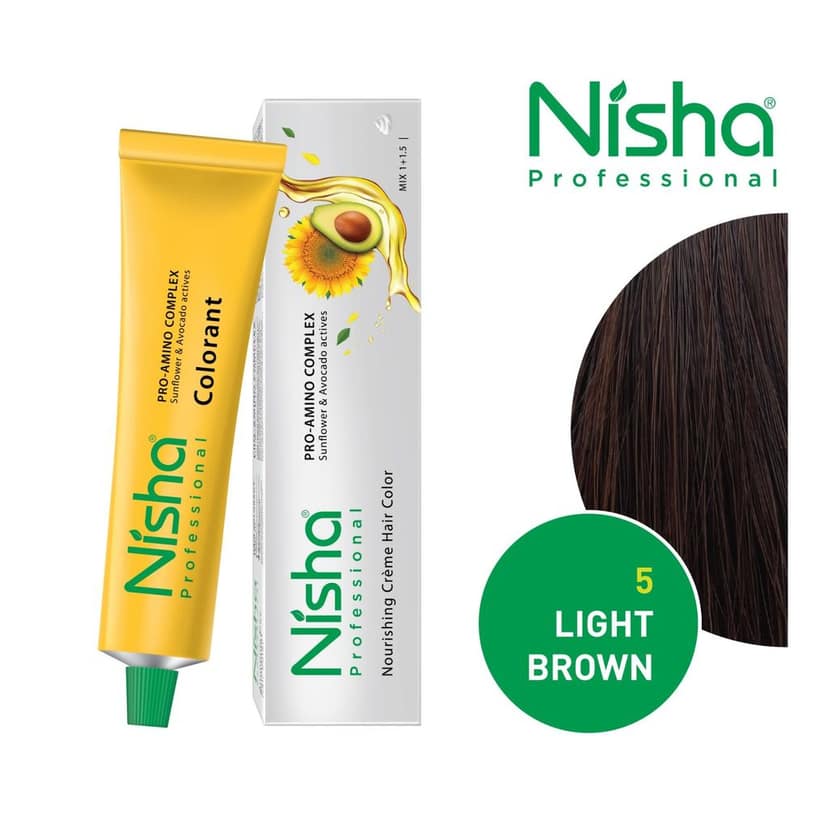 Nisha Professional Creme Hair Color 5.0 Light Brown 100g, Permanent Hair Colour, Professional Salon Hair Colour view 3