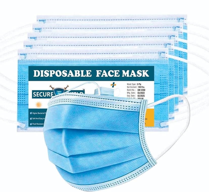 AIO Disposable 3 Ply Face Mask Universal Blue 1 Nos