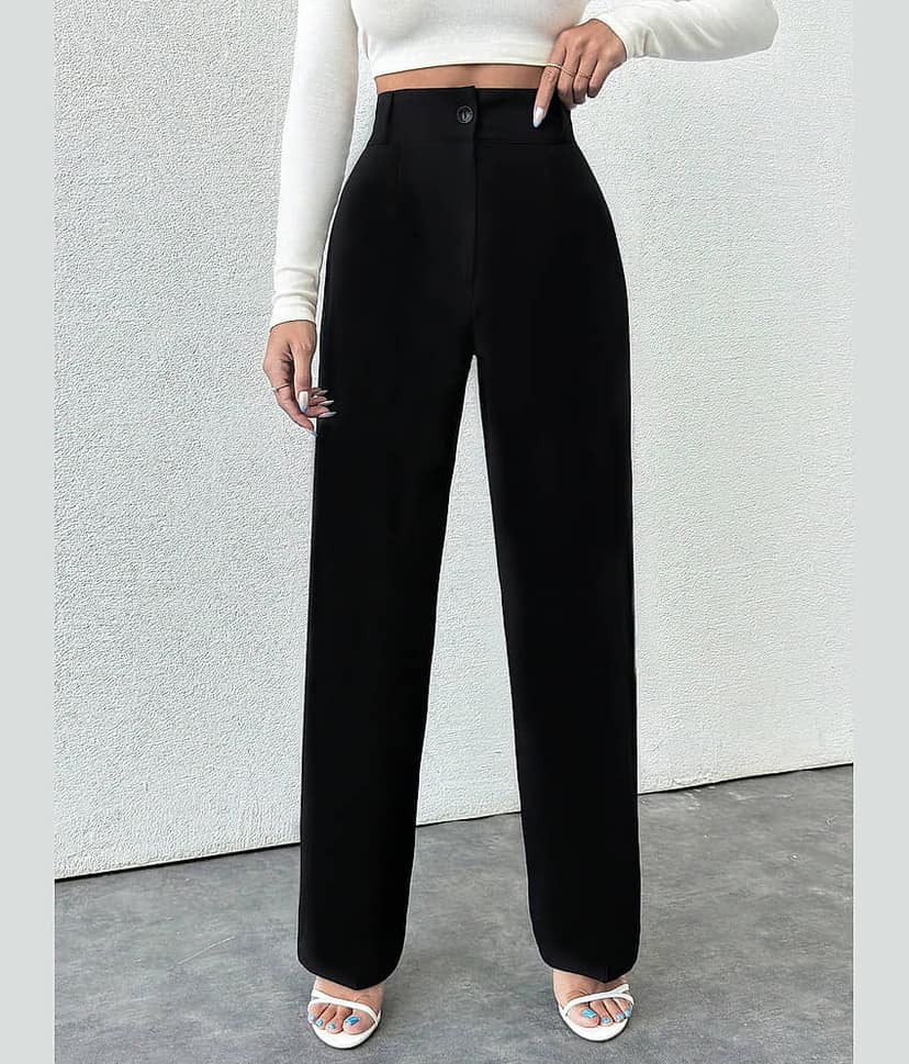 TOOCHKI Pack of 1 Lycra Straight Women's Formal Pants ( Black )