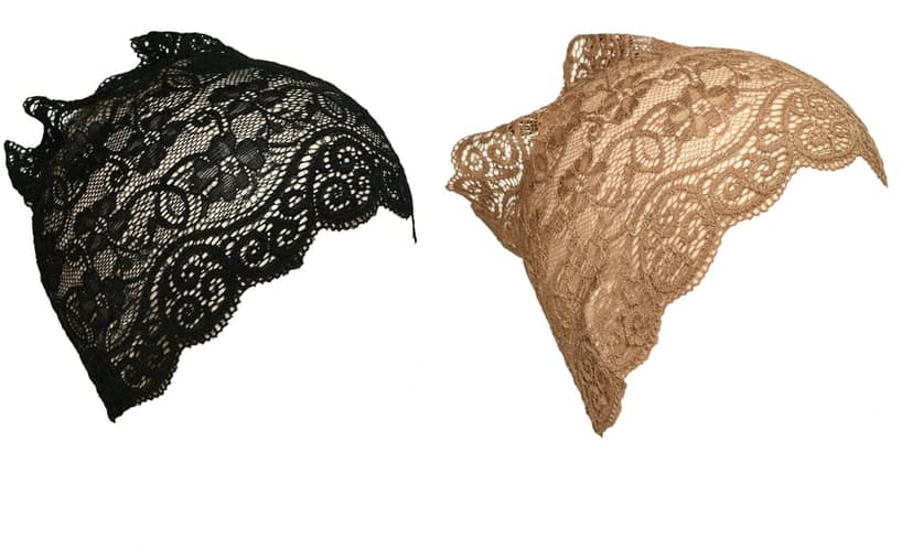 Girls and Womens Hijab Cap Hijab Headband, Under Hijab Scarf Black and Light Brown Naqab Head Scarf (2 pcs) view 2