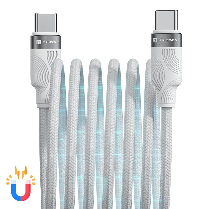 Portronics Maglink C Square 60W Max Output, Type C to Type C Cable, Magnetic Cable, 1m Cable Length