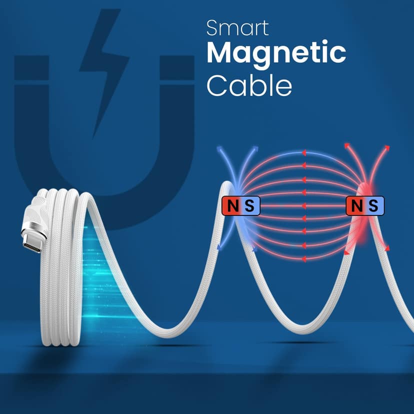 Portronics Maglink C Square 60W Max Output, Type C to Type C Cable, Magnetic Cable, 1m Cable Length view 2