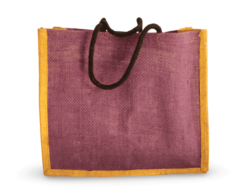 Purple Jute Bag with Double Stitched Seams and Reinforced Handles for Durability