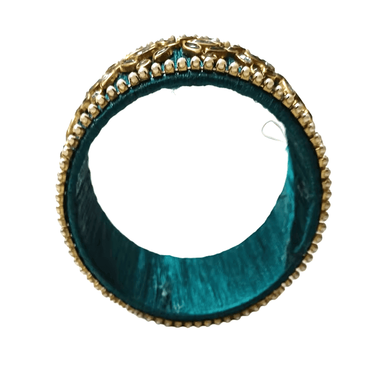 Green Silk Thread Bangle with Kundans view 3
