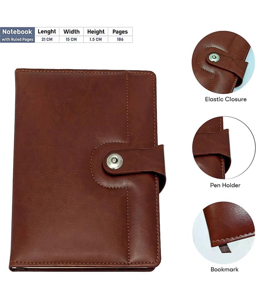 UJJi CA Logo Printed Brown/Coffee Color Metal Pen & Notebook Set view 2