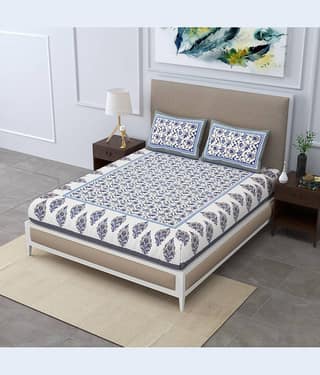 PETROSOLY Cotton 1 Double Bedsheet with 2 Pillow Covers ( Grey )