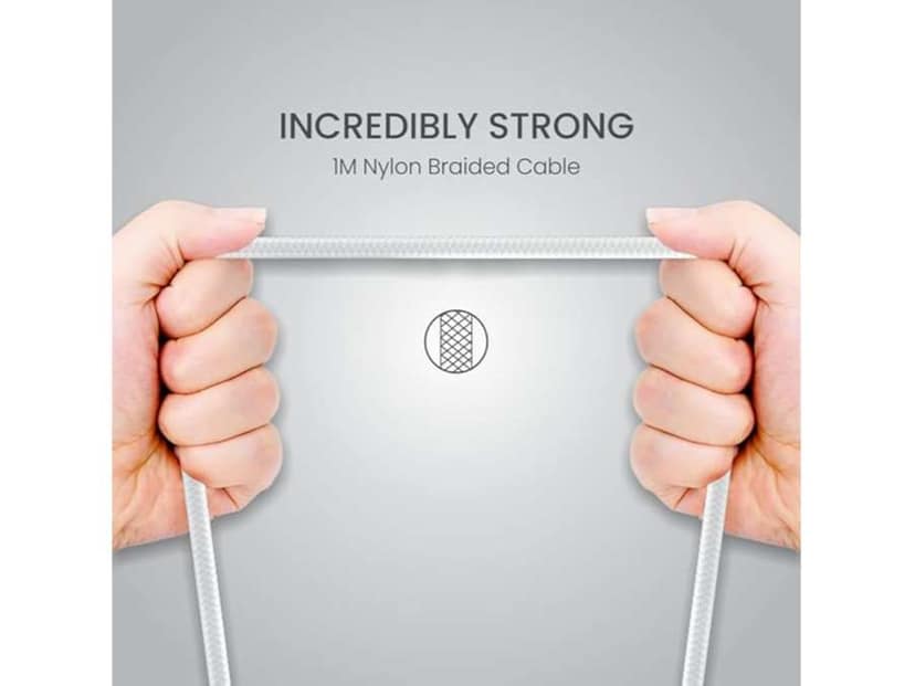 Portronics Konnect B+ 8 Pin Usb Cable 3.0 Amp Output with Charge & Data Sync with 1m - White view 2