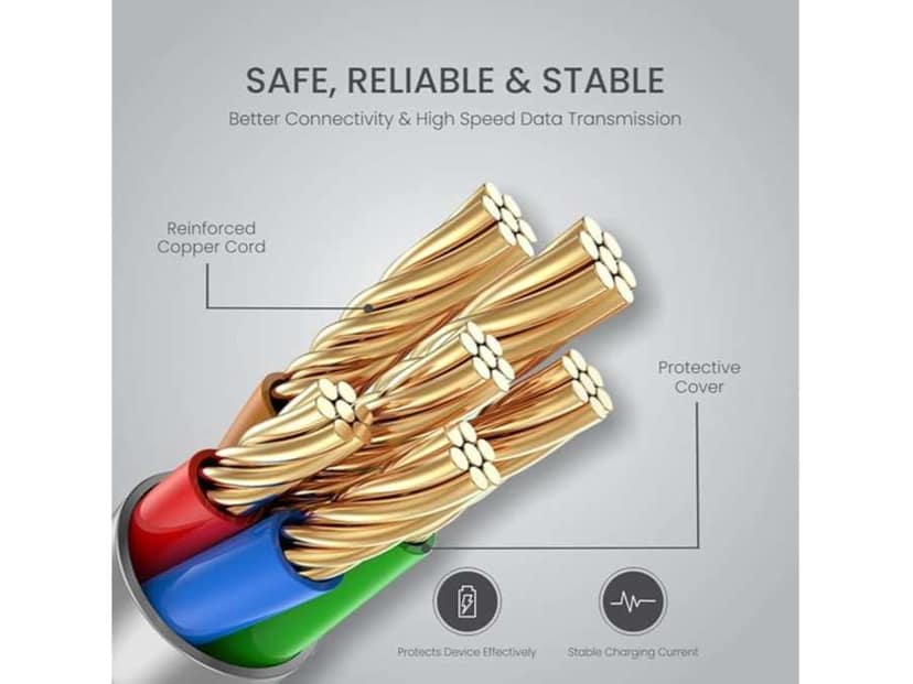Portronics Konnect B+ 8 Pin Usb Cable 3.0 Amp Output with Charge & Data Sync with 1m - White view 4
