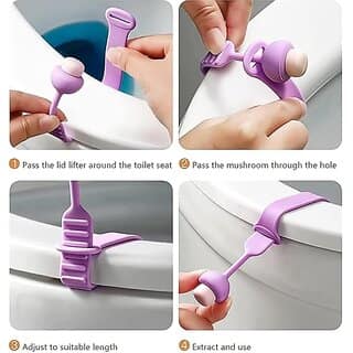 5Pcs Toilet Seat Cover Lifter Band Silicone Seat Cover Lifter Self-Adhesive Toilet Seat Holder Toilet Seat Lifter For Bathroom Accessories (Multicolor) view 2