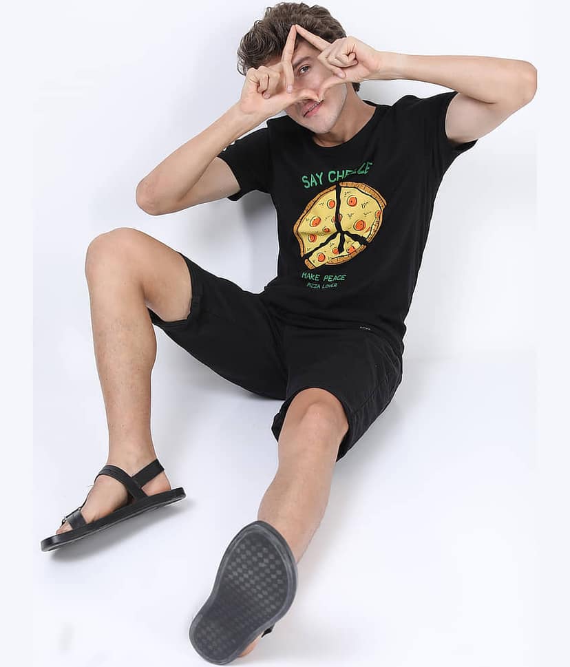 Ketch Pack of 1 100% Cotton Slim Fit Men's T-Shirt ( Black ) view 5