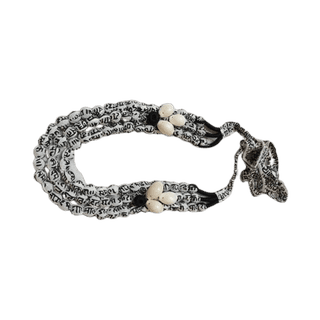 White and Black Bone and Wood Beaded Necklace with Shell Accents
