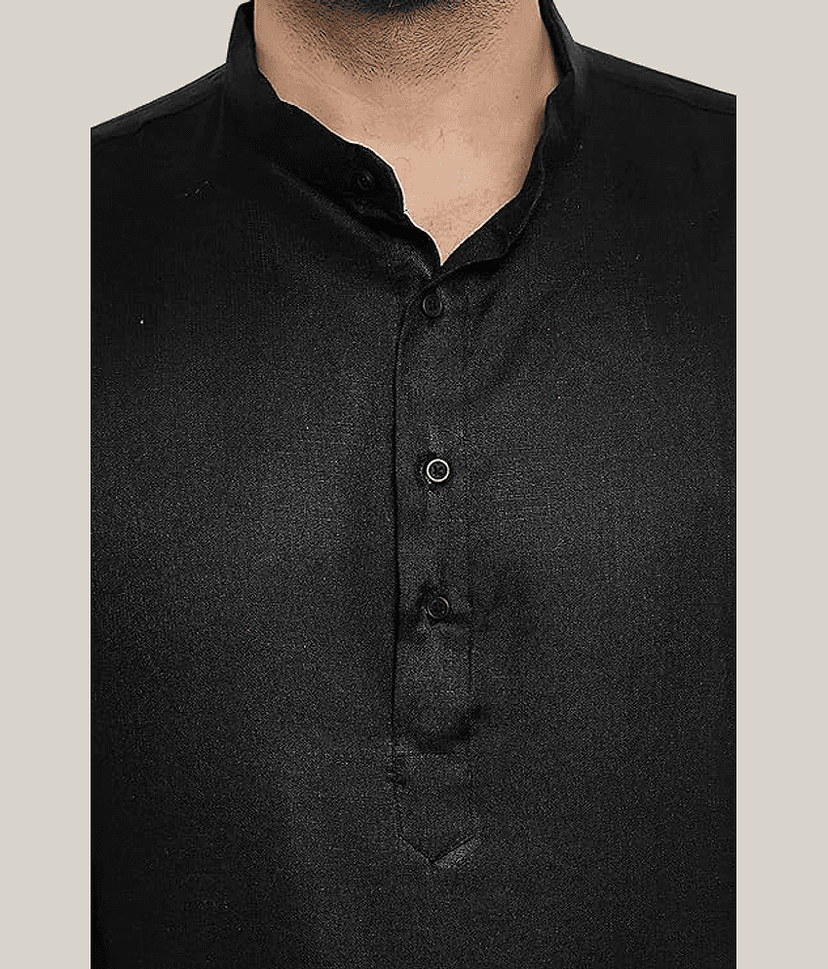 Balaji's Cotton Blend Plain Regular Kurta For Men ( Medium Grey ) view 2
