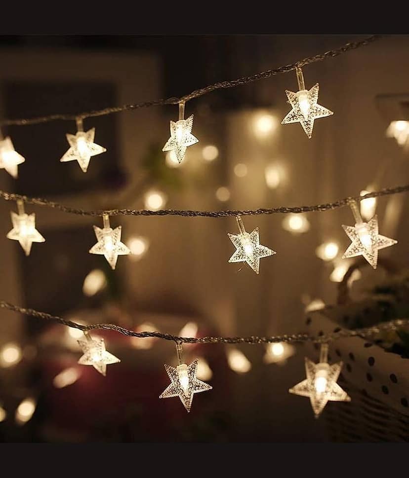 Party Propz Star Lights 20Pcs Decoration Items For Birthday,Indoor, Outdoor,Diwali, Navratri, Wedding, Christmas Tree, Wall, Garden Decorations, Warm White 3Mtr Fairy Light Hanging Decorative