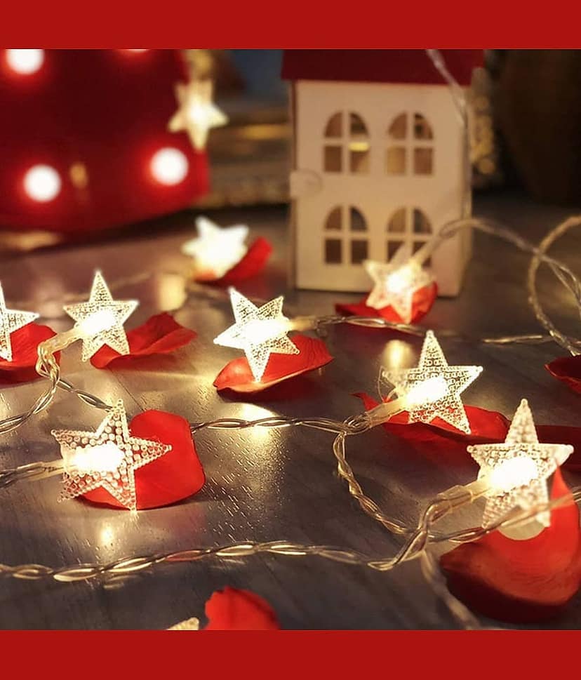Party Propz Star Lights 20Pcs Decoration Items For Birthday,Indoor, Outdoor,Diwali, Navratri, Wedding, Christmas Tree, Wall, Garden Decorations, Warm White 3Mtr Fairy Light Hanging Decorative view 2
