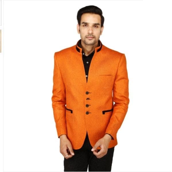 Men's Stylish Jute Blazer Orange