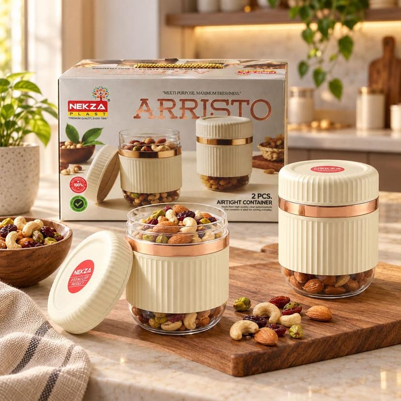 Dry Fruit Storage Containers with Threaded Lids and Clear Bases (2 Pc Set)