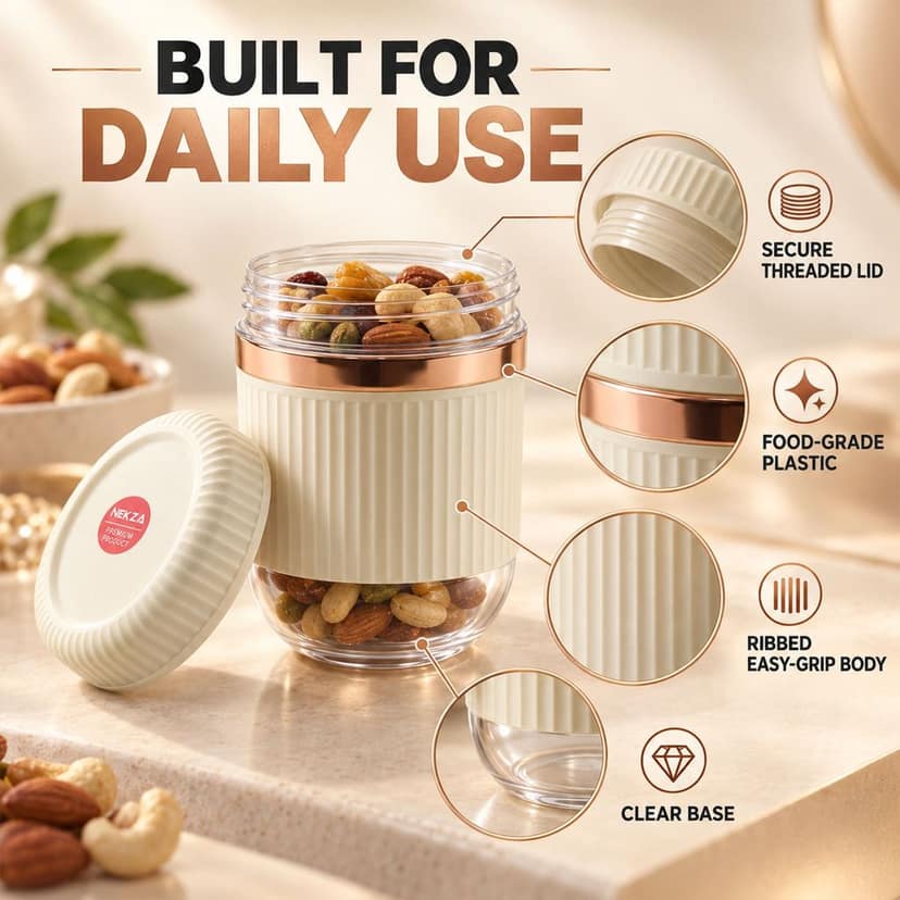 Dry Fruit Storage Containers with Threaded Lids and Clear Bases (2 Pc Set) view 2