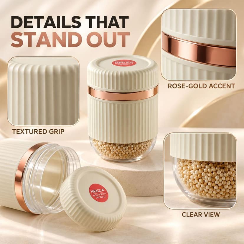 Dry Fruit Storage Containers with Threaded Lids and Clear Bases (2 Pc Set) view 3