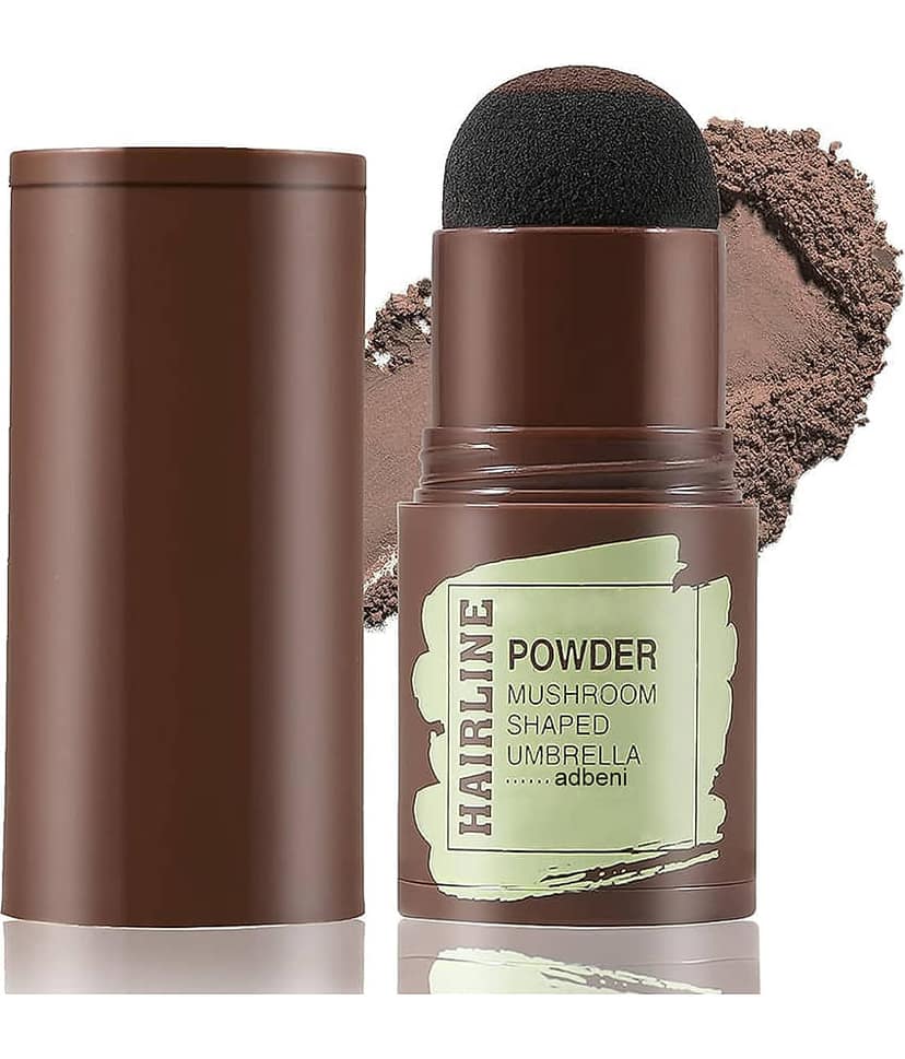 Adbeni Natural Hairline Powder, Hair Shading Sponge Pen, Hair & Eyebrow Stamp Brow Stick Light Brown Brown 15 g